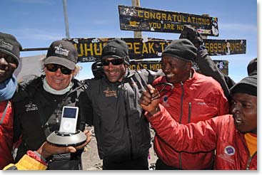 David, Sam and the BAI staff on the summit of Kilimanjaro