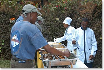 Delicious lunch buffet at our last camp, Mweka Camp.