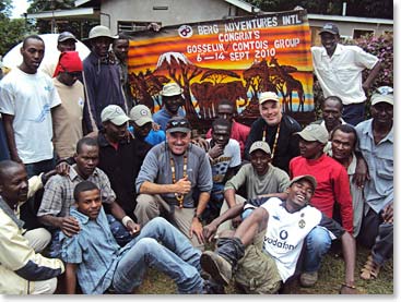 Yves and Gilles with the group at the end of the climb