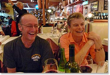 Regi and Sue at the welcome dinner