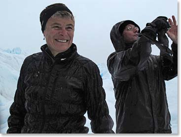 Sue and Regi having fun on the glacier