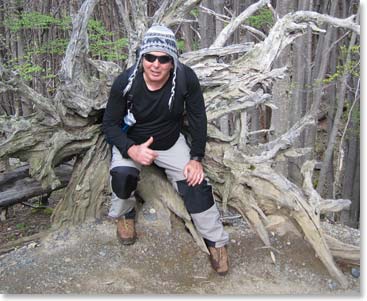 George takes a break along the  trail.