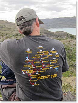 Reginald sporting his Berg Adventures Gokyo 2009 t-shirt