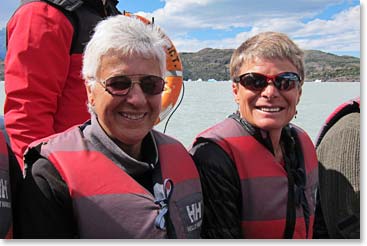 Sue and Sharon aboard the boat