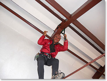 Joaquin setting up ropes for our indoor training