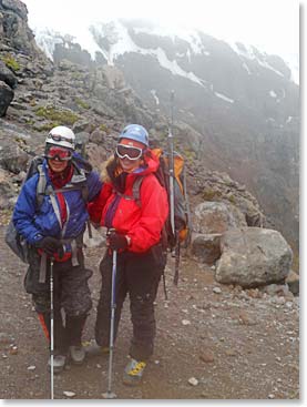 David and Leila glad to be back down off the glacier