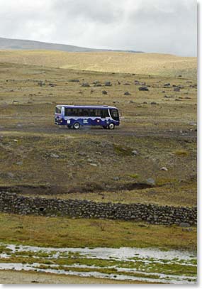 Our comfortable bus cruises the highlands of Ecuador taking us to our next climbs.