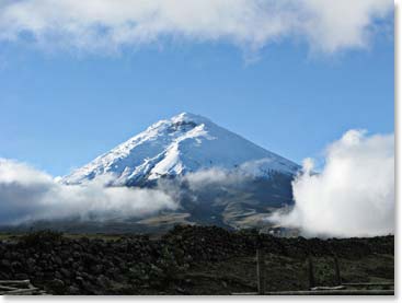 Cotopaxi is above is; this is what we would see with clear weather.