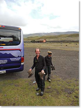 Time to load in the bus, begin to dry our boots and head off to the next mountain, Chimbrazo