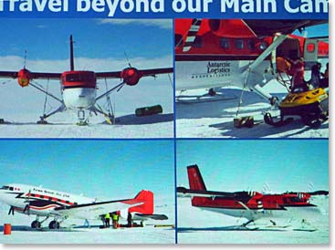 Once we are in Antarctica we will be flown onward in ski planes operated by Ken Borak Air, from Calgary,  Alberta.  These planes and their crew have already been in Antarctica for more than one month.