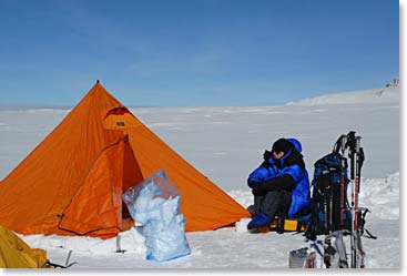 The pyramid like shelters we use for our dining tents