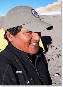 Simon is always smiling and supportive as we make our way up the highest peak in South America