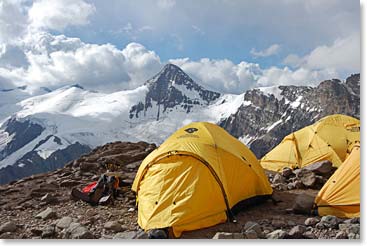 The spectacular views from Berlin High Camp as the clouds disperse