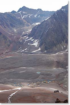 Plaza de Mulas Base Camp from above