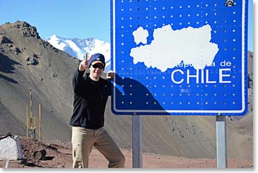 Jussi stands on the Chilean border