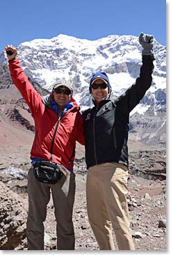 Jussi and Wally feeling triumphant after climbing to Plaza Francia