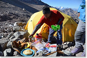 Osvi sets the table for another great high altitude meal.