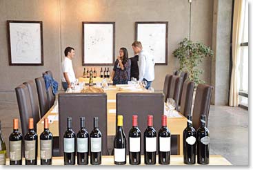 Our tasting room at Cabos—on the left in the photo is our sommelier, Pablo. Pablo loves wine and is a great listener; he absorbs information from visitors about great wines of the world.