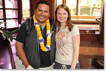Sara from Berg Adventures in Canada and Osvaldo from Berg Adventures in Bolivia meet for the first time in Kathmandu.  It is the first trip to Nepal for both of them and they couldn’t be more excited!