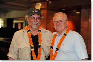 Charles and Dennis looking sharp in their welcome garlands.