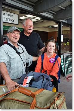 Wally, Woodie and Mathes at the airport. We’re so excited to have Mathes along!