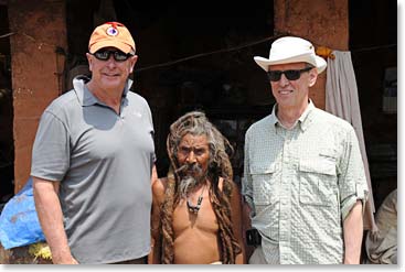 Bob and Fred pose with a sadhu