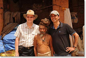 Paul and our tour guide Arjun with the sadhu