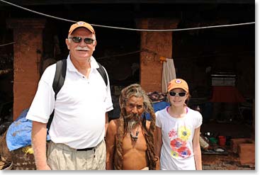 Woodie and granddaughter Mathes with the sadhu