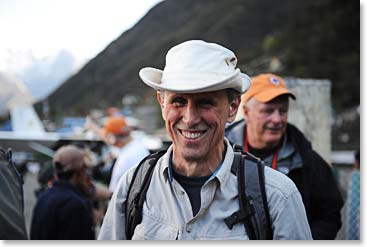 Fred was all smiles landing in Lukla.