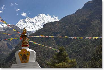 We pass chortens and prayer flags constantly on the trail.