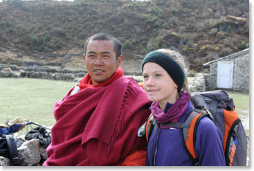 Before we left Khumjung, Mathes visited with a Tibetan refugee monk who is studying at the monestary above Khunde.