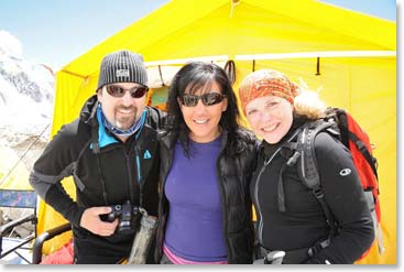 At Base Camp Line and Tom met Dr. Christine Dube from Quebec, who will be attempting to summit Everest this month.