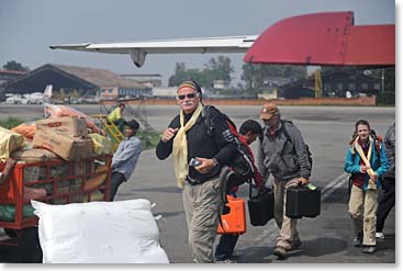 Back in Kathmandu, arriving at the airport