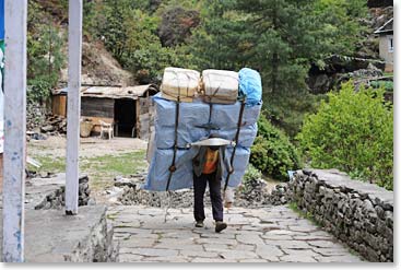 We saw impossibly large loads being carried by porters.