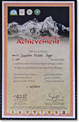 Our trekking members were the first ever to receive the new Certificate of Achievement awards for Khumbu trekkers.