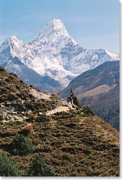 Ama Dablam keeps you company as you hike from Pangboche to Pheriche.