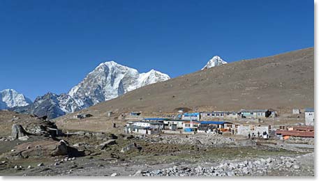 The small but scenic village of Lobuche