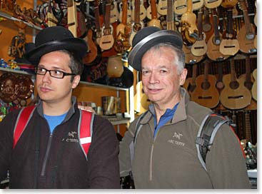 Ryan and Mark trying on the local hats