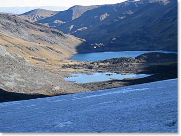 Looking back at our camp – it is just to the left of the big lake.