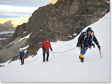 Alcides going up the ridge with Bill and Nate