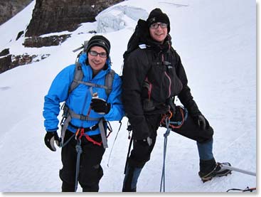 The brothers stopping for a Snickers half way up the ridge