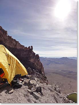 The view of the valley below from high camp