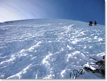 Climbing back down the steep slopes is half of the challenge