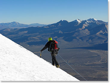 Osvaldo the “Black Knight” leads the way to the summit.