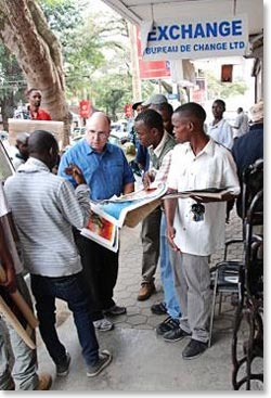 Out on the street in Arusha, David gets down to some bargaining.