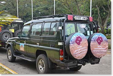 Early on a rainy Tuesday morning the vehicles were ready to leave for the mountain. 