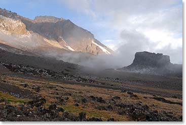 Lava Tower in the misty evening light