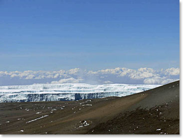 Beautiful glaciers line the path to the summit