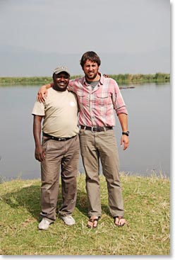 Eli Fry with expert driver and guide, David