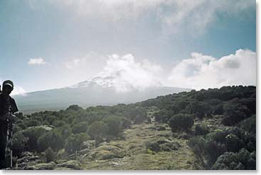 Looking at Kibo – the volcano that makes up the Kilimanjaro summit.
